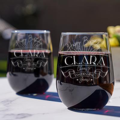 Personalized 15 oz. Stemless Wine Glasses (Set of 6)