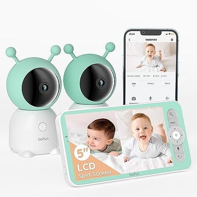 BOIFUN 5 Baby Monitor With 2 Cameras, 2K Split-Screen WiFi Baby Dual  Cameras, Temper & Humidity Sensor, Night Vision, 2-Way Talk, Cry & Motion