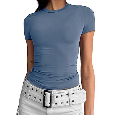 Women's Scoop Neck Short Sleeve Basic Crop Top