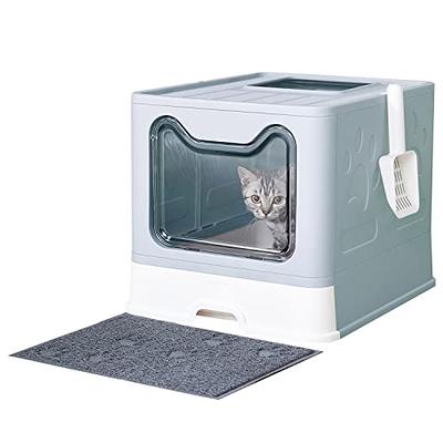 Medario Cat Litter Box with Cat Litter Mat and Scoop, Large Foldable Litter  Box with Lid, Front Entry Top Exit Kitty Litter Box, Odor Control Easy Clean  (Blue) - Yahoo Shopping
