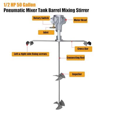 TFCFL 50 Gallon Pneumatic Mixer Tank Barrel Mixing Stirrer 1/2 HP Agitator  Paint Coating Mix Tool Industry 1/2HP Paint Cross-bar Mixing Stirrer - Yahoo  Shopping