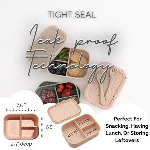  Simple Modern Bento Lunch Box for Kids, BPA Free, Leakproof,  Dishwasher Safe, Lunch Container for Girls, Toddlers, Porter Collection, 5 Compartments