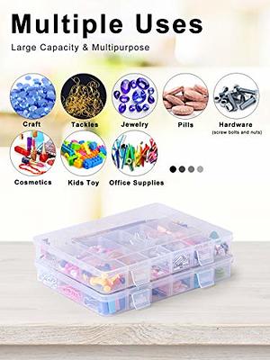 2 Pack 24 Grids Clear Plastic Organizer Box, Storage Container with Adjustable Divider, Craft and Bead Storage Organizer Box for DIY Jewelry Tackles