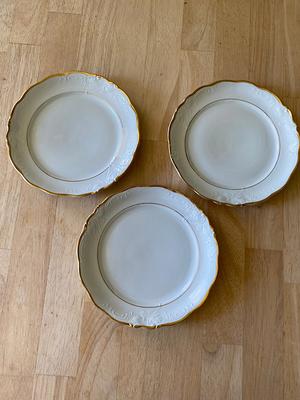 LA DOUBLEJ Set of six 20cm gold-plated porcelain dessert plates