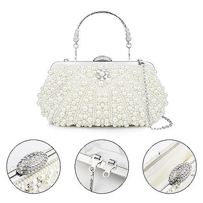 WEIMZC Women Pearl Clasp Crystal Clutch Purses Lady Evening Handbag Glitter  Rhinestone Purse Wedding Party Prom Clutch Bag(Colored Gold): Handbags