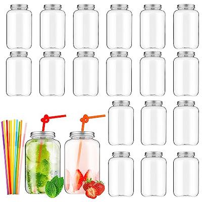 Norme 20 Packs Plastic Mason Jars with Lids and Straws Christmas