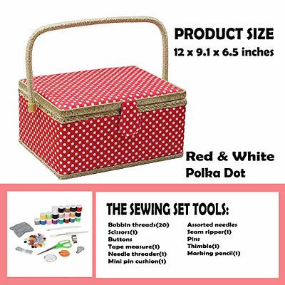 Large Sewing Box with Kit Accessories Sewing Basket Organizer with