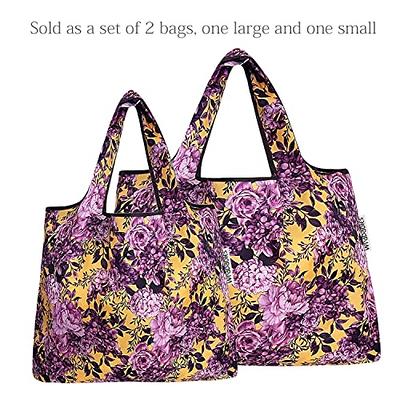 Wrapables Large & Small Foldable Tote Nylon Reusable Grocery Bags, Set of  2, Purple