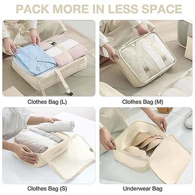 Packing Cubes for Travel & Suitcases Foldable Suitcase Organizer Lightweight Luggage Storage Bag 7 Pack - Beige