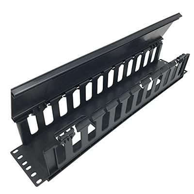 NavePoint 2U Vertical Plastic Cable Management Raceway 2 inches deep, Black:  Rack Mount - Vertical