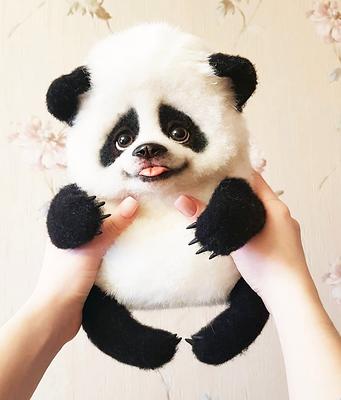 Panda Tea Pet, White Yixing Clay Panda Figurine