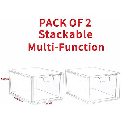 2 Pack Stackable Makeup Organizer Storage Drawers, Acrylic