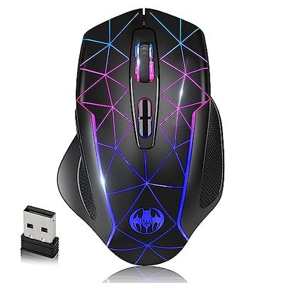 LuLabboard Wireless Gaming Mouse, Rechargeable Wireless Computer Mouse,  7-Color LED Light, Ergonomic Mouse with 6 Silent Click Buttons, 3  Adjustable