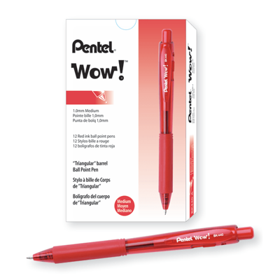 Paper Mate Write Bros. Ballpoint Stick Pen, 1.0 mm Medium Tip, Red  Ink/Barrel, Pack of 12 