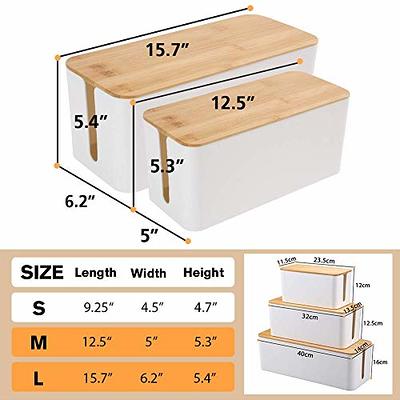 Cable Management Box, 2 Pack - White Cord Organizer and Hider for