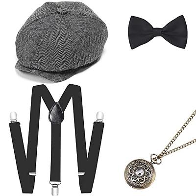 OSEMIOKA 1920s Mens Costume Accessories Set Great Gatsby Gangster Costume  for Men Roaring 20s Costumes Panama Hat Suspenders