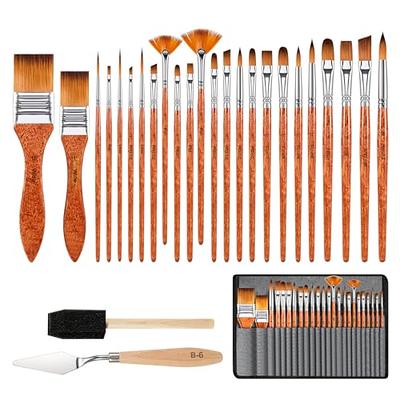 12x Paint Brush Set Gouache Painting Brushes Flat/Round Paintbrushes