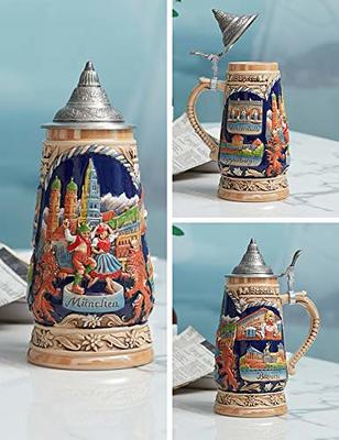 HAUCOZE Beer Stein Mug German Munich Bavarian Stanley Viking Tankard with  Petwer Lid Birthday Gifts 1.0 Liter - Yahoo Shopping