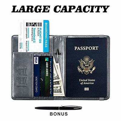 Melsbrinna Rfid Passport Holder，Cute Passport Cover for Women/Men Travel  Wallet,Travel Passport Wallet RFID Blocking Passport Cover Travel Documents