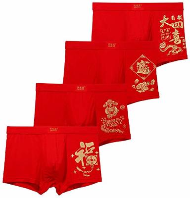 Men's Lucky Red Underwear, Soft Cotton Boxer Briefs Stretch Trunks