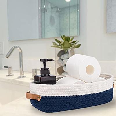 Bathroom Storage Organizer Toilet Paper Basket, Small Woven Storage Basket  for Toilet Tank Top, Home Decor Organizing Baskets for Bathroom, Bedroom,  Living Room Gray