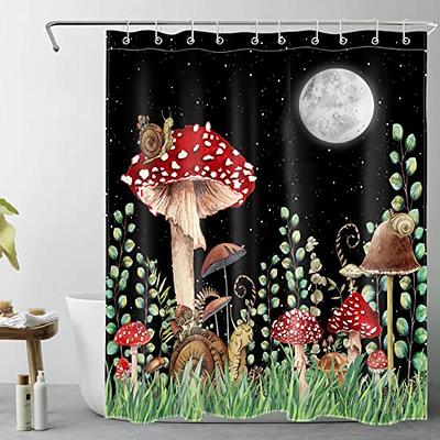 Mushroom Butterfly Flower Shower Curtain Set Non-Slip Rugs Toilet Lid Cover  Bath Mat Moon Stars Waterproof Retro Bathroom Set