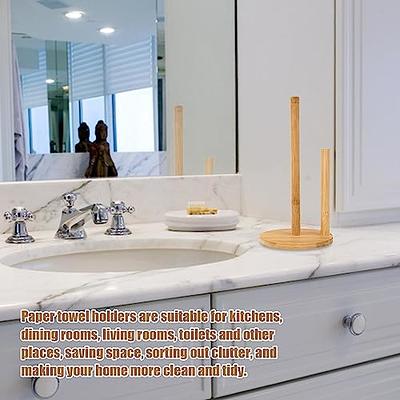 Wooden Paper Towel Holder,Countertop Vertical Tissue Holder Rack Bamboo Paper  Towel Stand for Kitchen Living Room Bedroom Home Decoration 