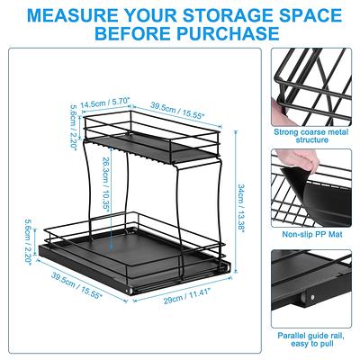 bukfen Under Sink Organizer, Pull Out Cabinet Organizer 2-Tier Slide Out  Sliding Shelf Under Cabinet Storage Multi-Use for Under Kitchen Bathroom  Sink