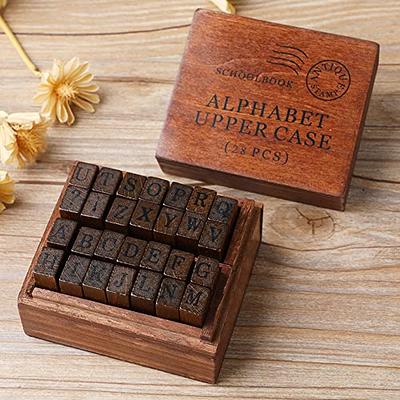 Letter Alphabet Stamp Vintage, Wooden Rubber Stamp Set Box