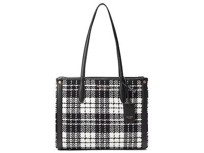 Manhattan Houndstooth Large Tote in Black Multi