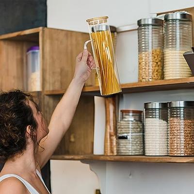 10 oz Clear Glass Tall Borosilicate Jar with Bamboo Lid (6 Pack)