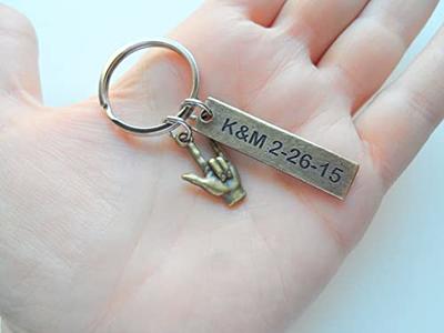 Custom Color ASL Name Leather Keychain