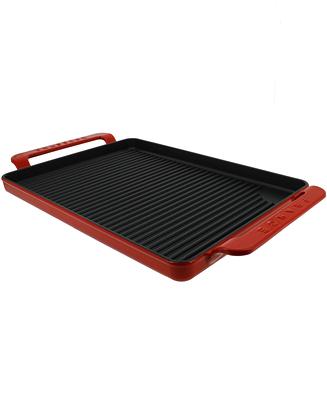 Chasseur 10-inch Red Round French Enameled Cast Iron Grill Pan