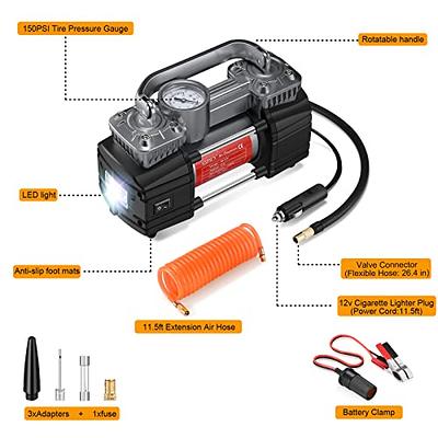 Car Tyre Inflator Pump Portable 12V Air Compressor Double Cylinder HEAVY  DUTY 