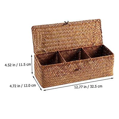 Handwoven Storage Baskets Wicker Rattan Divided Basket Organizer