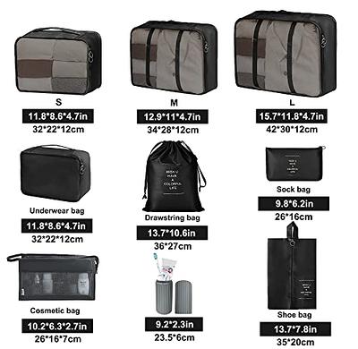 Packing Cubes - 9 PCS Travel Luggage Organizers Set Waterproof Suitcase  Organizer Bags Travel Essentials Clothes Shoes Cosmetics Toiletries Storage  Bags(Black) - Yahoo Shopping