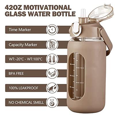 MUKOKO Half Gallon/64 oz Glass Water Bottles with Straw and  Lid,Motivational Water Jug with Time Marker Reminder and Silicone  Sleeve,100% Leakproof BPA Free Fitness Sports Large Bottle-Purple - Yahoo  Shopping