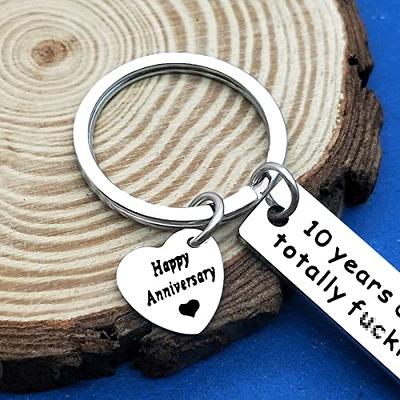 CoolKeyrings 10 Years Ago I Married My Best Friend Personalised 10th Wedding Anniversary Gifts for Him Her Tin Aluminium Wife Keychain 10 Years Keyring