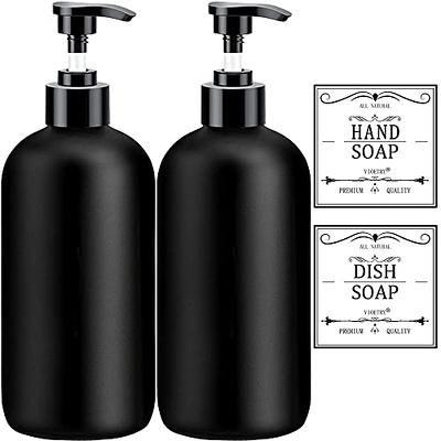 2-Pack 16 Oz Amber Glass Hand Dish Soap Dispenser with Plastic Pump, Empty  Refillable Soap Pump Dispenser for Bathroom and Kitchen Sink