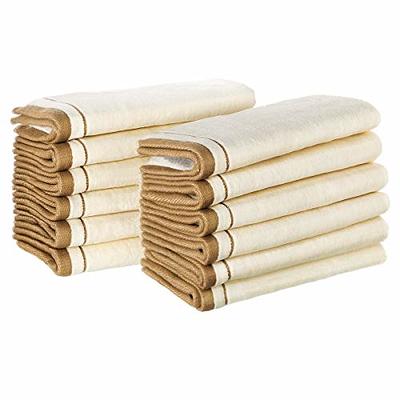 Creative Scents 100% Cotton Velour Fingertip Towel Set (12 Pack) Super Soft  11 x 18 Small Hand Towels, Extra-Absorbent Finger Tip Towels for Bathroom &  Guests (Cream with Gold Brown Trim)