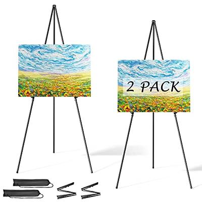 PUJIANG Easel Stand for Display Sign - 63 Tall Easle with Clips, Folding Poster Stand Display Easels for Pictures, Easel for Wedding Sign Stand