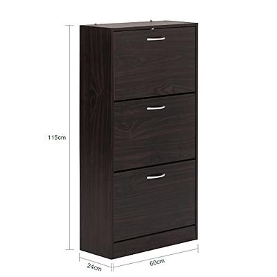 BYBLIGHT Lauren White Shoe Cabinet With Doors, Entryway Shoe