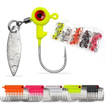  Crappie-Jig-Heads-Kit-with-Underspin-Jig-Head-Spinner-Blade