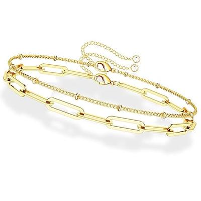 MRSXIA Gold Initial Bracelets for Women Girl,18K Gold Plated