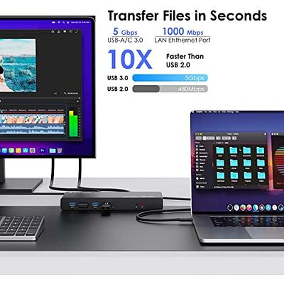 DisplayLink Docking Station Dual Monitor 4K@60HZ for MacBook, Windows,  TOBENONE Universal USB C Docking Station with 2 HDMI & 2 DisplayPort, 65W  Power