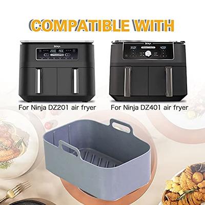 Air Fryer Liner - Ninja Air Fryer 2 Baskets, Reusable Air Fryer Liner for  Ninja Foodi Dual DZ201 8QT, Rectangular Air Fryer Silicone Pan for Air  Fryer