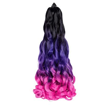 French Curly Braiding Hair 7 Packs 22 Inch Pre Stretched Ombre Braiding  Hair Bouncy Loose Wave Crochet Braids for Women Spanish Curly Ends  Synthetic Hair Extensions (7 Packs, 1B/Purple/Pink#) - Yahoo Shopping