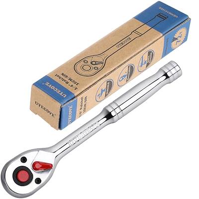 uxcell 1/4 Inch Flex-Head Ratcheting Combination Wrench SAE 72 Teeth 12  Point Ratchet Box Ended Spanner Tools, Cr-V