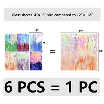 Unicoshape Stained Glass Sheets 12” x 12”, Mosaic Glass 6-Pack (5.8sf),  Colorful Cathedral Art and Crafts Sheets for DIY Hobbyists and Projects