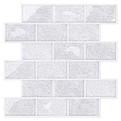 Peel-and-Stick White Subway Tile Backsplash, 12x12, 10 Sheets